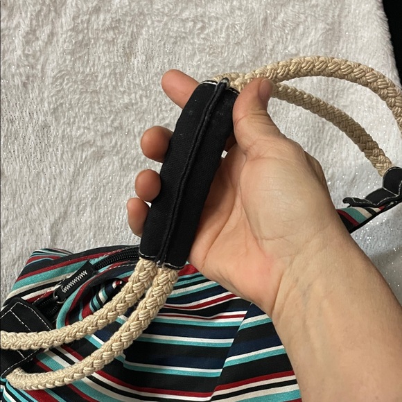 Striped multi Striped Hobo Bag rope handles - Picture 3 of 9